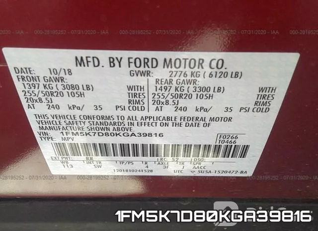 1FM5K7D80KGA39816 фото 10
