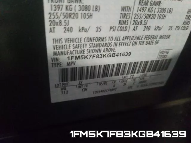 1FM5K7F83KGB41639 фото 2