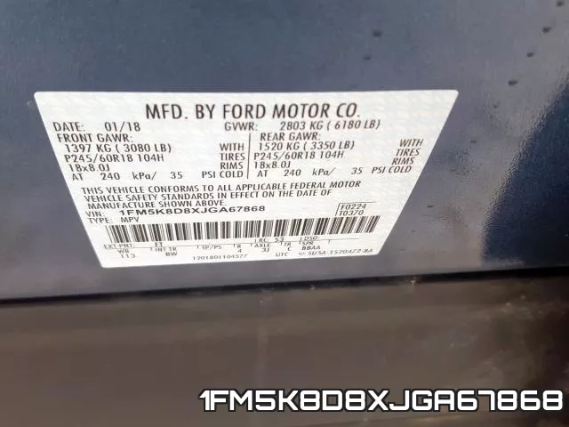 1FM5K8D8XJGA67868 фото 2