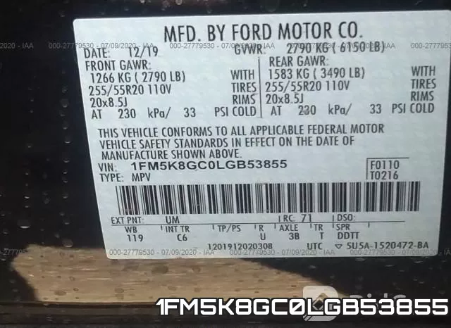 1FM5K8GC0LGB53855 фото 10