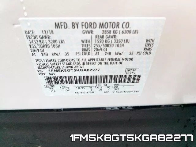 1FM5K8GT5KGA82277 фото 2