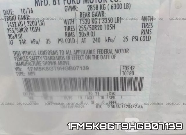1FM5K8GT9HGB07139 фото 10