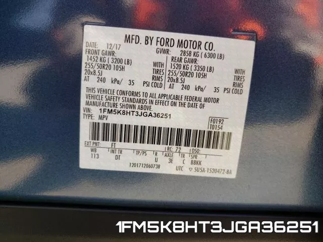 1FM5K8HT3JGA36251 фото 2