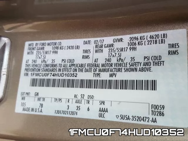 1FMCU0F74HUD10352 фото 2