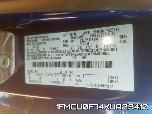1FMCU0F74KUA23410 фото 2