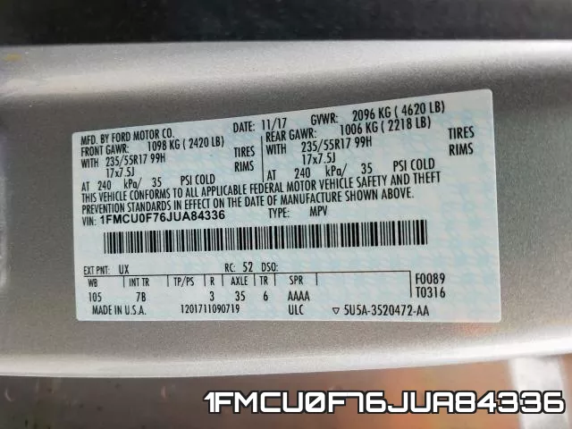 1FMCU0F76JUA84336 фото 2