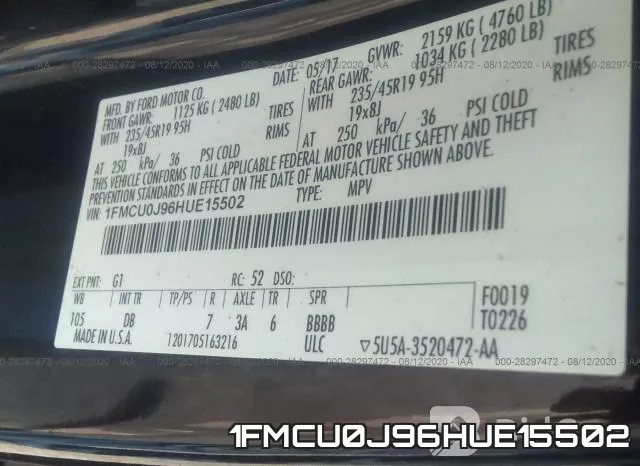 1FMCU0J96HUE15502 фото 10