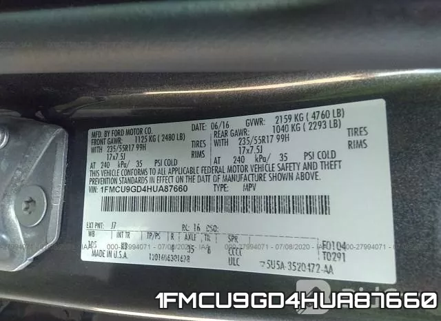 1FMCU9GD4HUA87660 фото 10