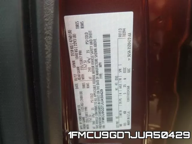 1FMCU9GD7JUA50429 фото 2