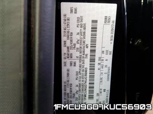1FMCU9GD7KUC56903 фото 2
