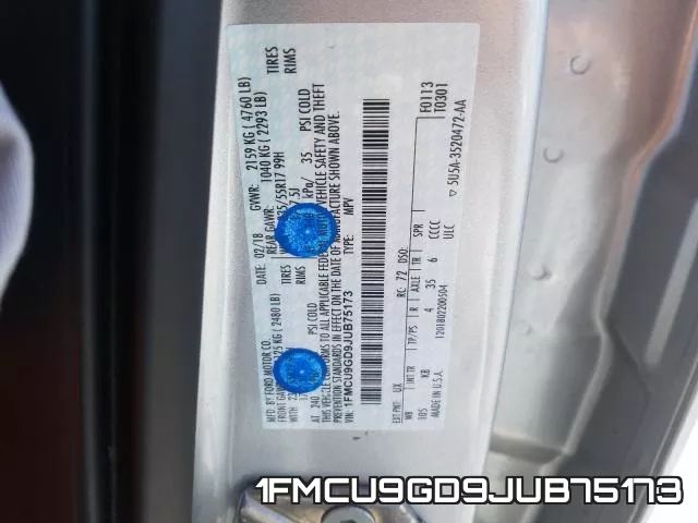 1FMCU9GD9JUB75173 фото 2
