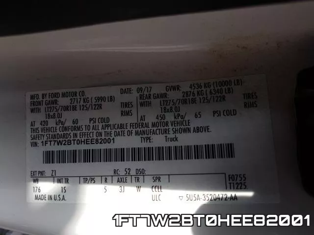 1FT7W2BT0HEE82001 фото 2