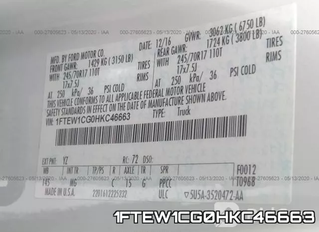 1FTEW1CG0HKC46663 фото 10