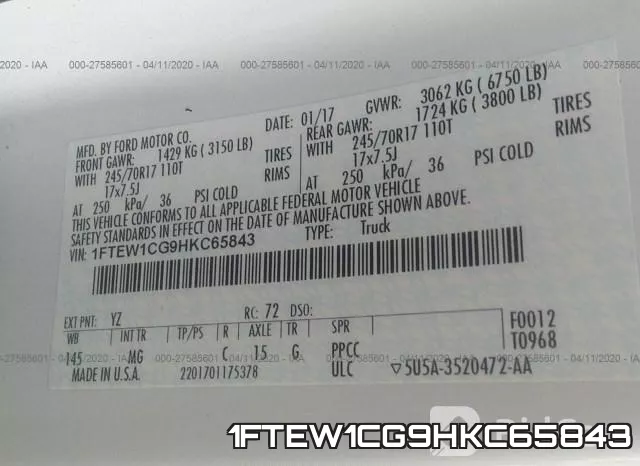 1FTEW1CG9HKC65843 фото 10