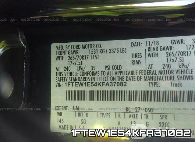 1FTEW1E54KFA37082 фото 10