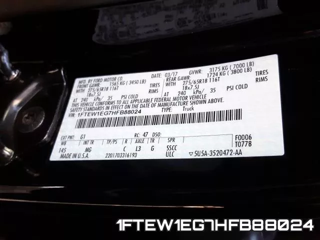 1FTEW1EG7HFB88024 фото 2
