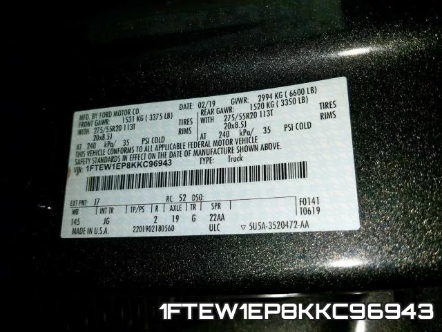 1FTEW1EP8KKC96943 фото 2