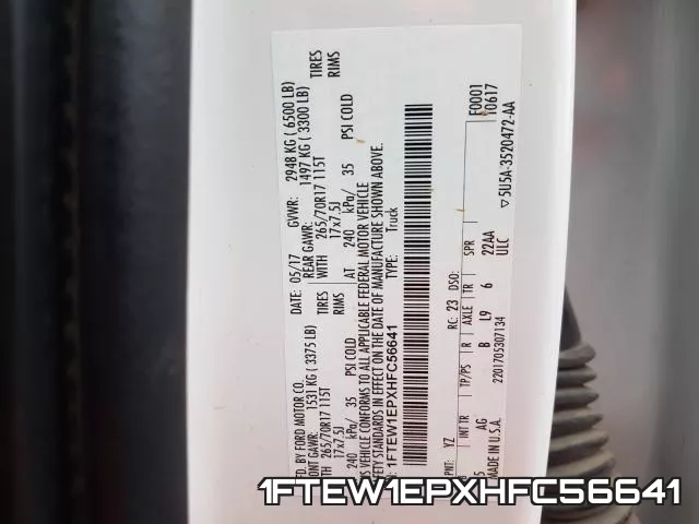 1FTEW1EPXHFC56641 фото 2
