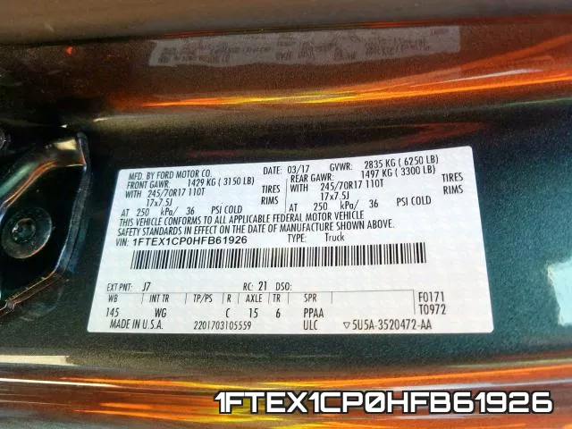 1FTEX1CP0HFB61926 фото 2