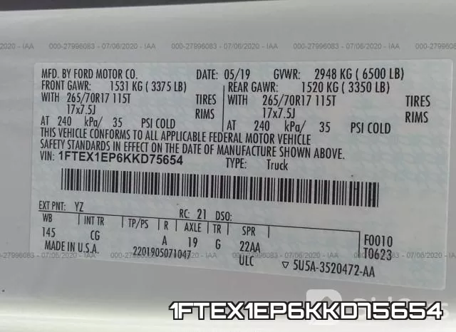1FTEX1EP6KKD75654 фото 10