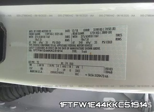 1FTFW1E44KKC51914 фото 10