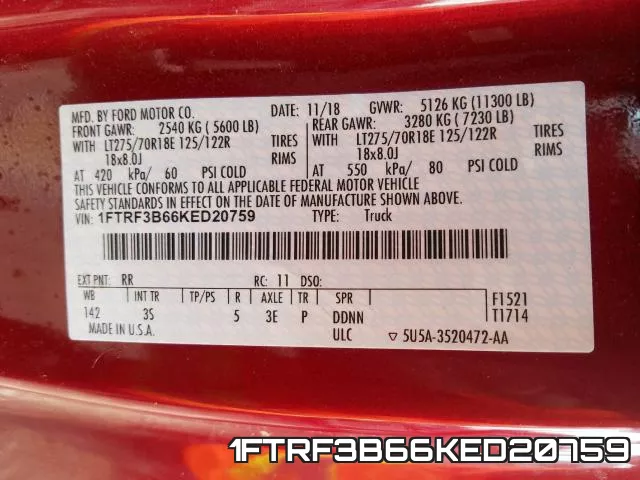 1FTRF3B66KED20759 фото 2