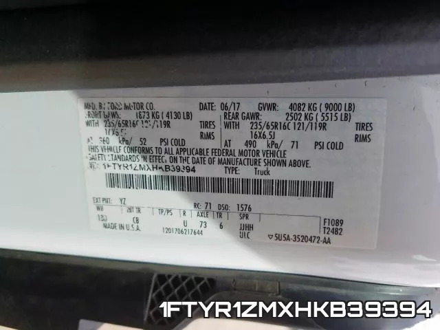 1FTYR1ZMXHKB39394 фото 2