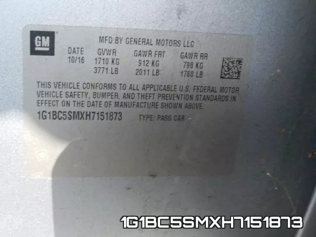 1G1BC5SMXH7151873 фото 2