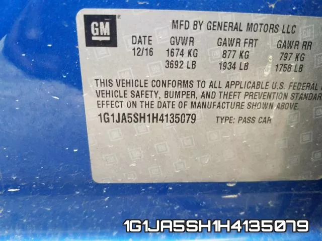 1G1JA5SH1H4135079 фото 2