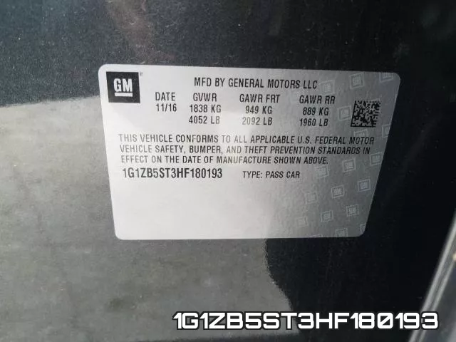 1G1ZB5ST3HF180193 фото 2