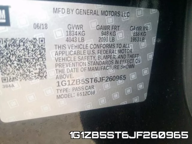 1G1ZB5ST6JF260965 фото 2