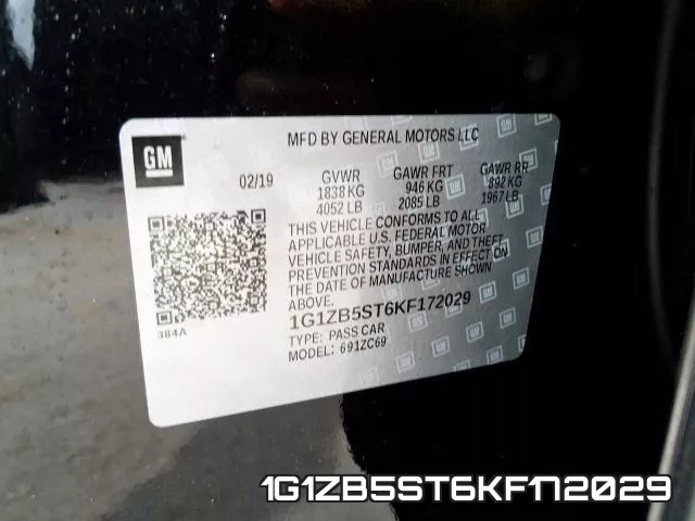 1G1ZB5ST6KF172029 фото 2