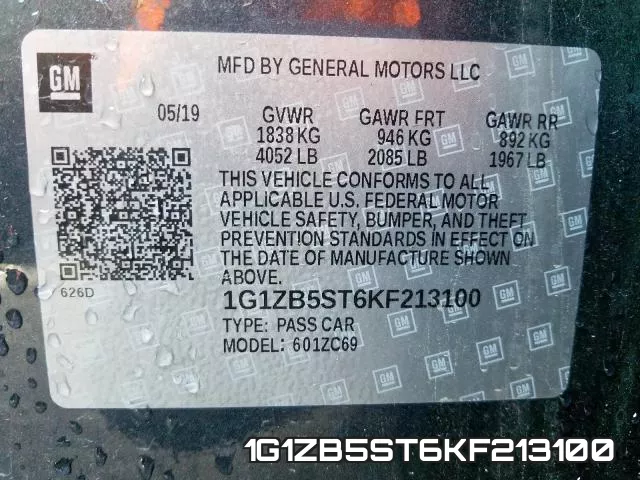 1G1ZB5ST6KF213100 фото 2
