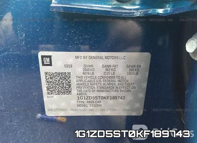 1G1ZD5ST0KF189743 фото 10