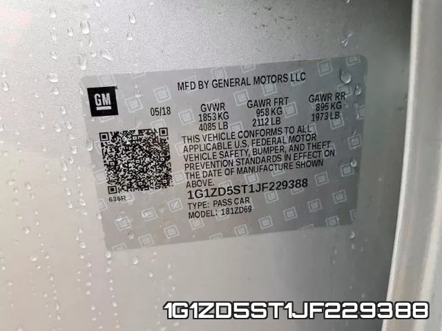 1G1ZD5ST1JF229388 фото 2
