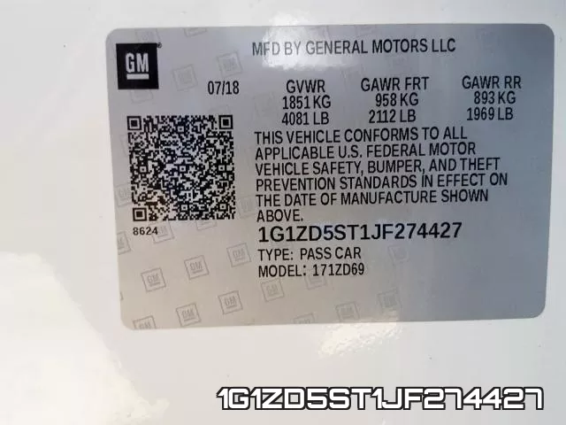1G1ZD5ST1JF274427 фото 2