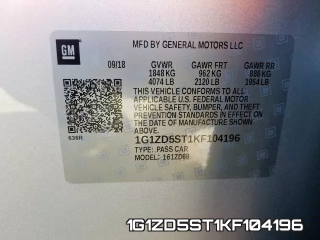 1G1ZD5ST1KF104196 фото 2