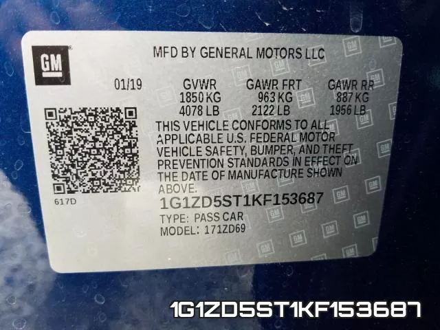 1G1ZD5ST1KF153687 фото 2