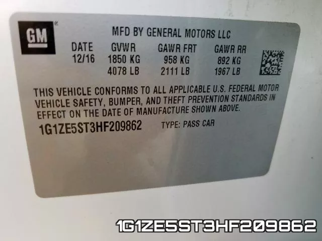 1G1ZE5ST3HF209862 фото 2
