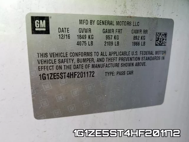 1G1ZE5ST4HF201172 фото 2