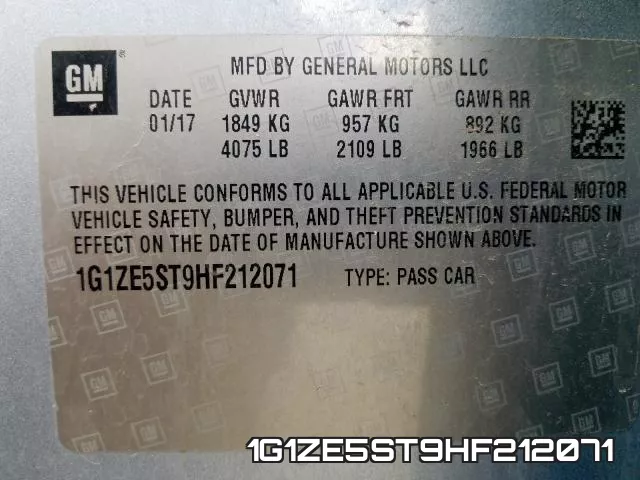 1G1ZE5ST9HF212071 фото 2