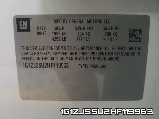 1G1ZJ5SU2HF119963 фото 2