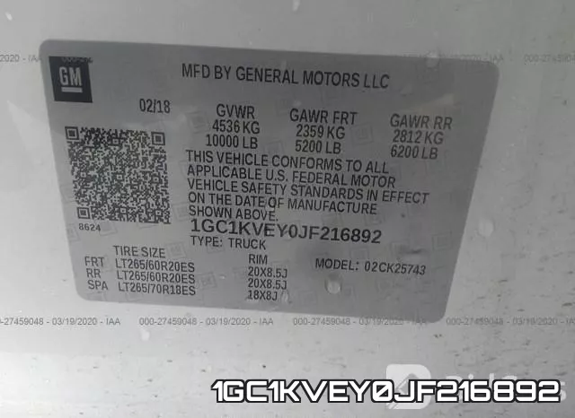 1GC1KVEY0JF216892 фото 10