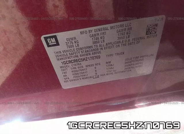 1GCRCREC5HZ170769 фото 10