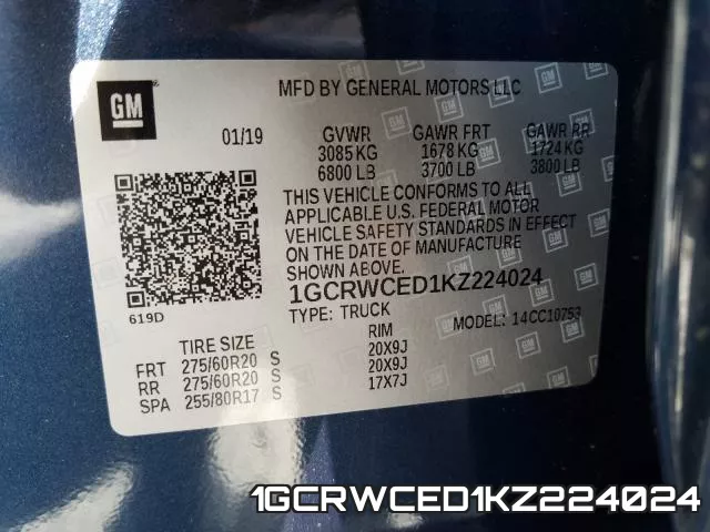 1GCRWCED1KZ224024 фото 2
