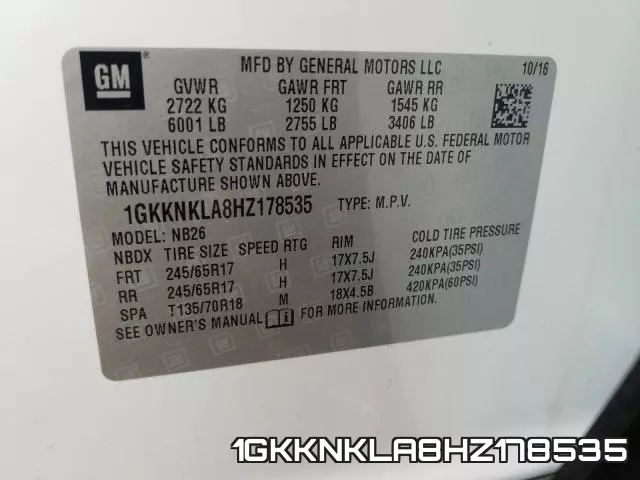 1GKKNKLA8HZ178535 фото 2