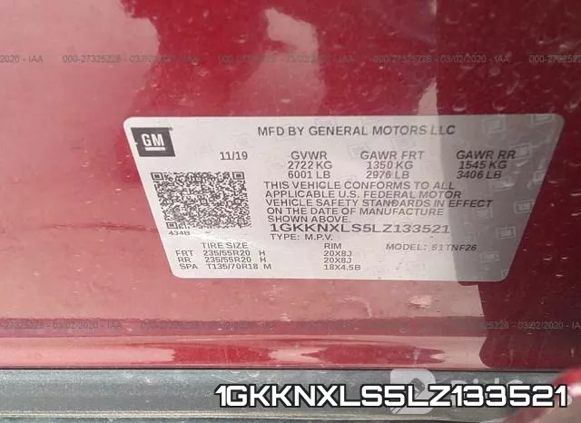 1GKKNXLS5LZ133521 фото 10