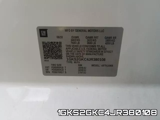 1GKS2GKC4JR380108 фото 2