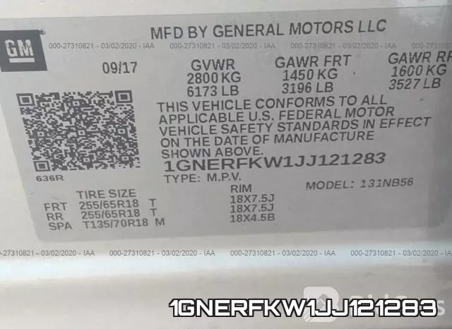 1GNERFKW1JJ121283 фото 10