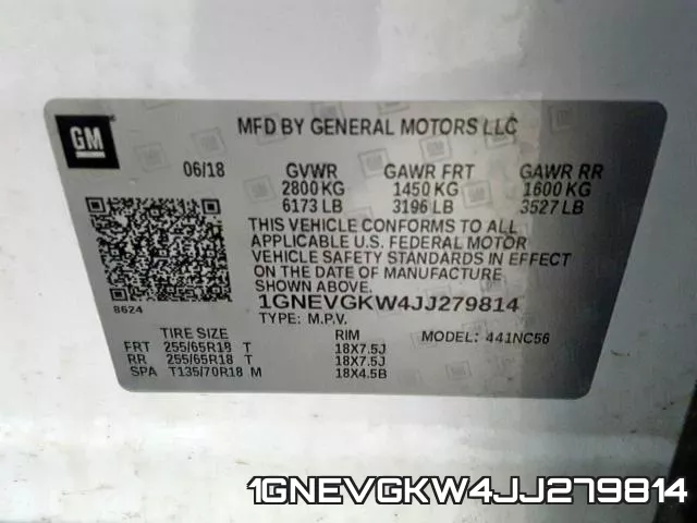 1GNEVGKW4JJ279814 фото 2